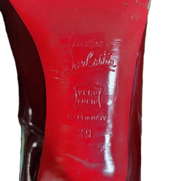 Christian Louboutin Yoyo red Patent Peep Toe Stiletto Pumps Size 39 No Box - Picture 6 of 10